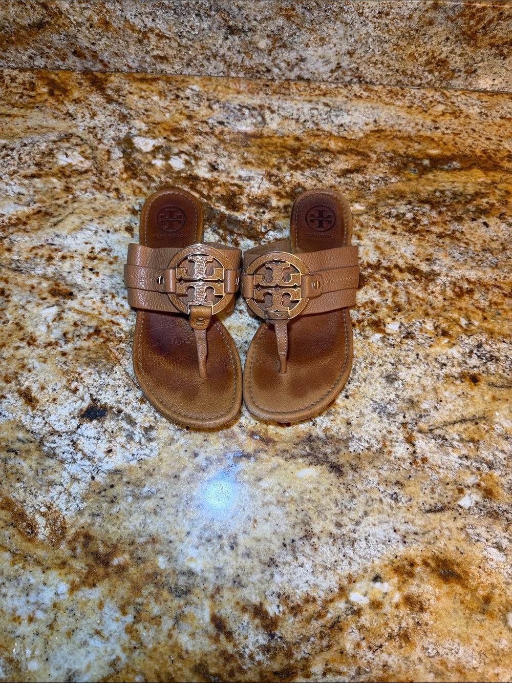 Tory Burch Brown Leather Thong Sandals
